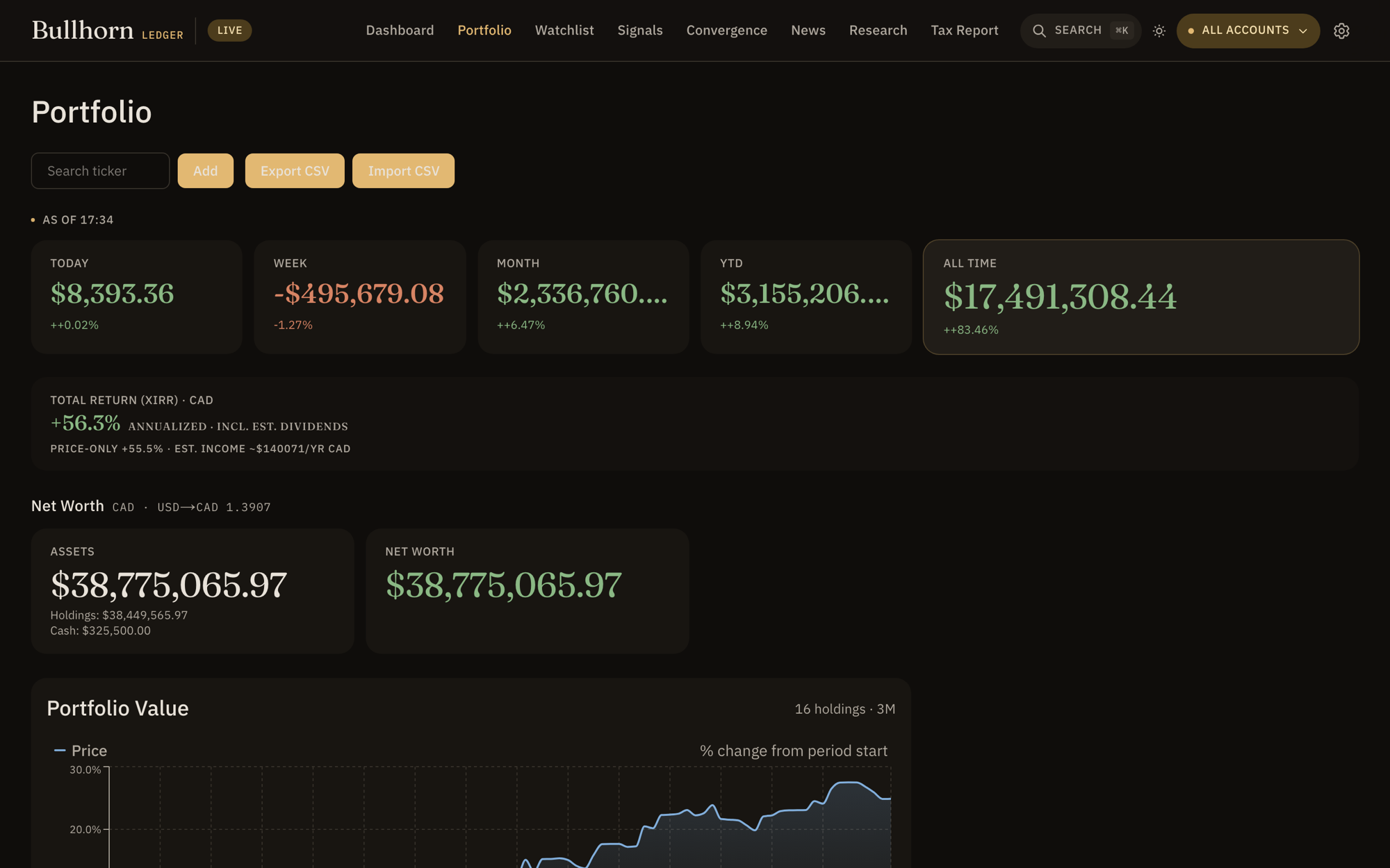 Portfolio screen